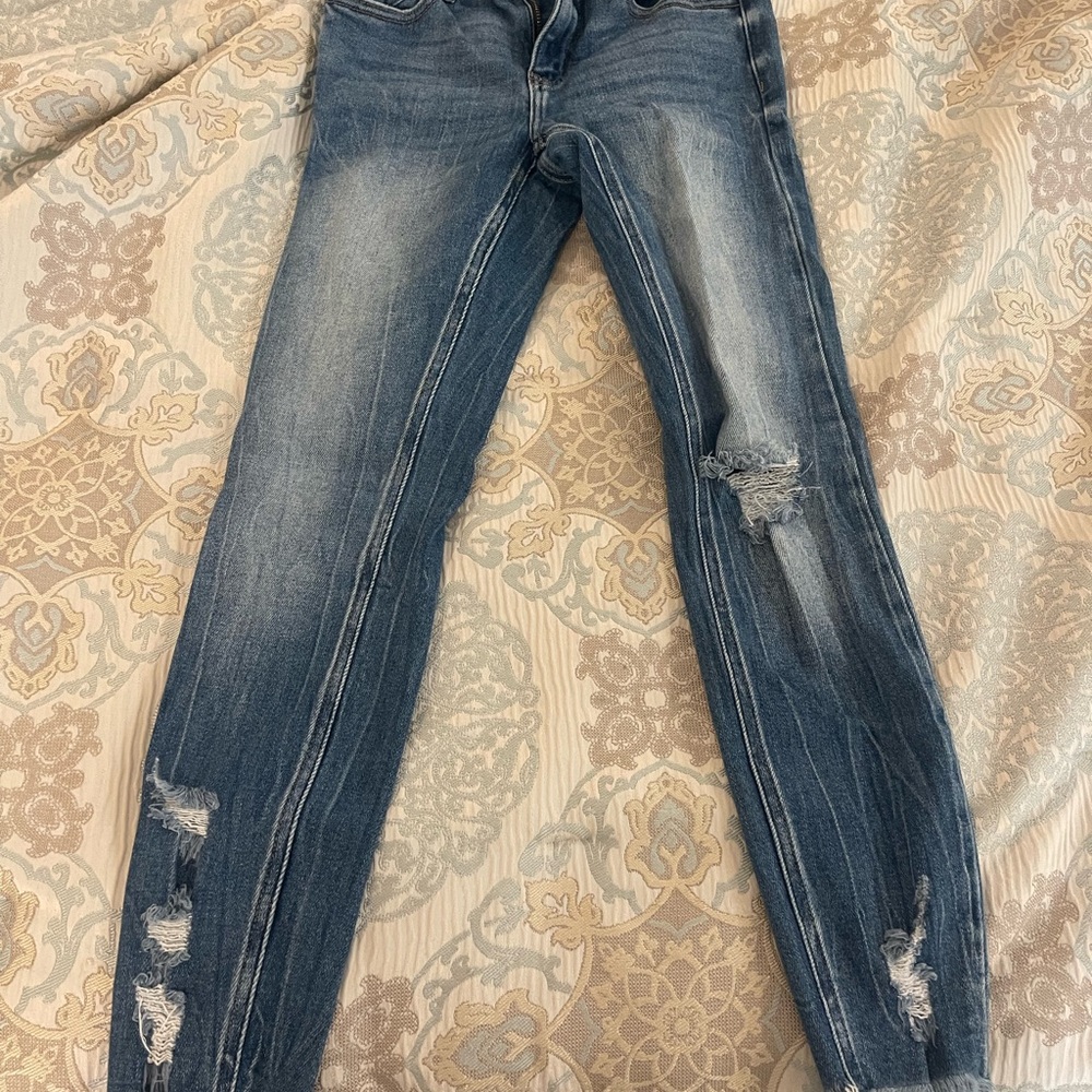 KanCan Women's Distressed Skinny Jeans - Blue